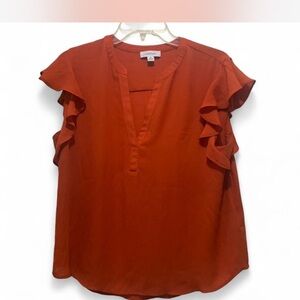 Calvin Klein Orange Ruffled Blouse